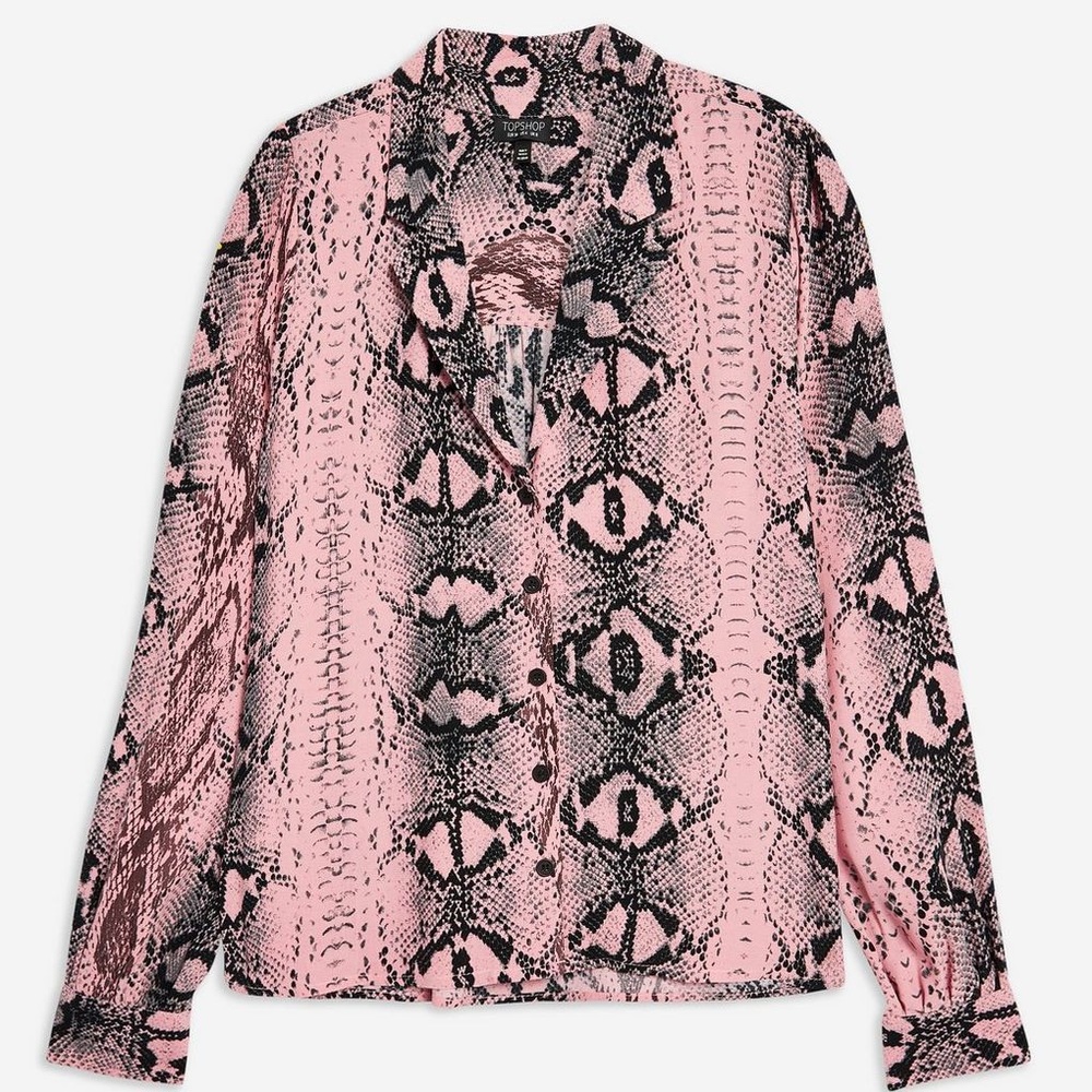 Topshop pink snake skin blouse